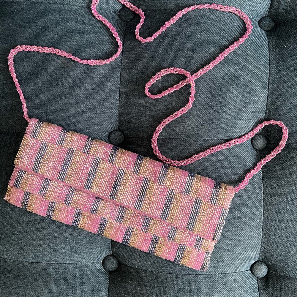 Vintage Pink/Purple/Blue and Silver Beaded Clutch